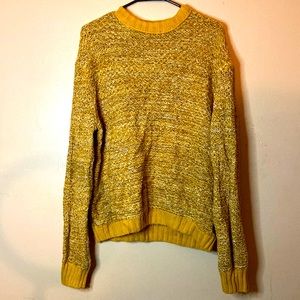 Men’s yellow crochet style sweater. Oversized fit. Comfy, loose thick fabric.